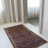 District Loom 1920s Antique Uzbekistan Bokhara Scatter Rug 3'8" x 6'11"