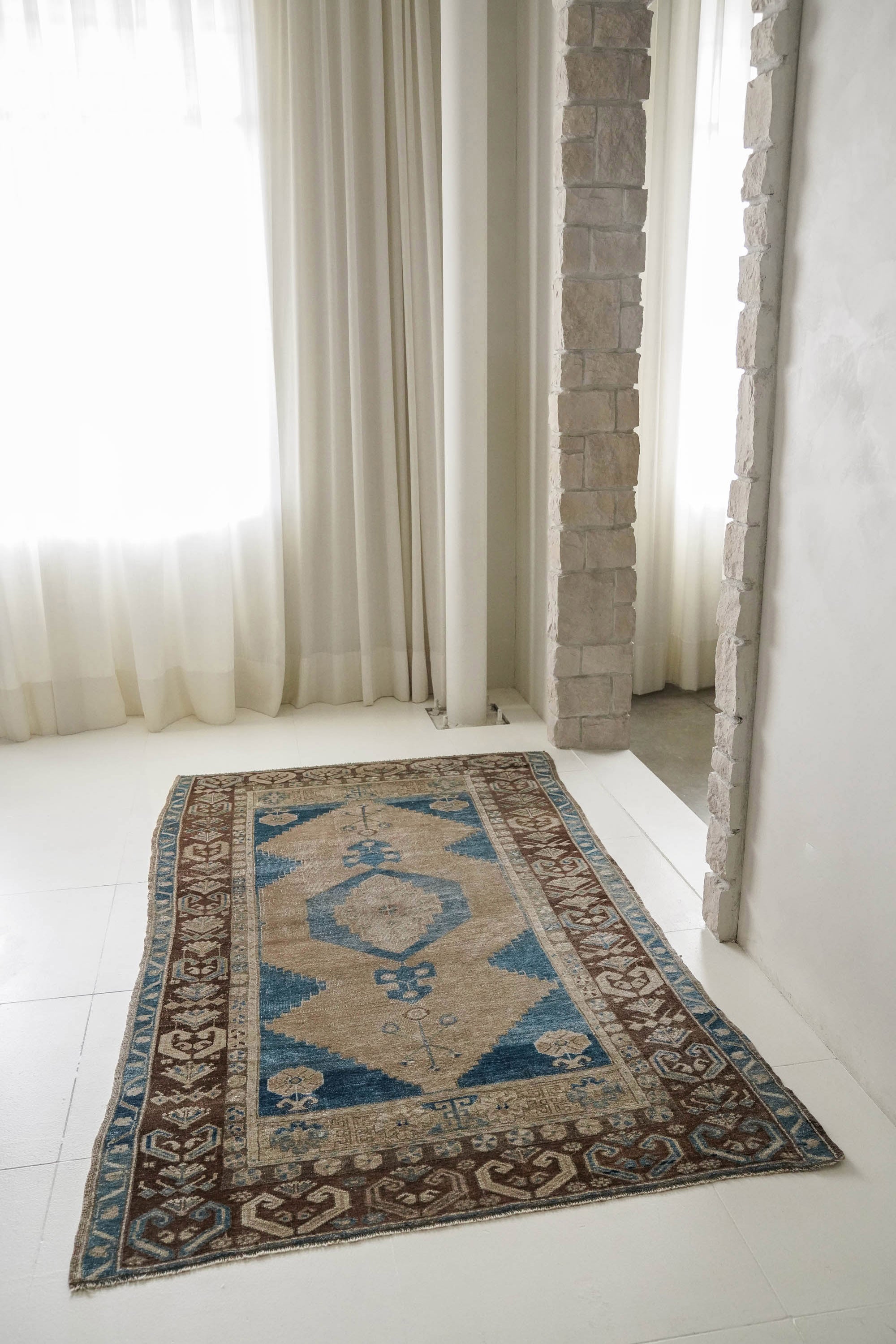District Loom 1940s Vintage Turkish Kars Scatter Rug 4'8" x 7'10"