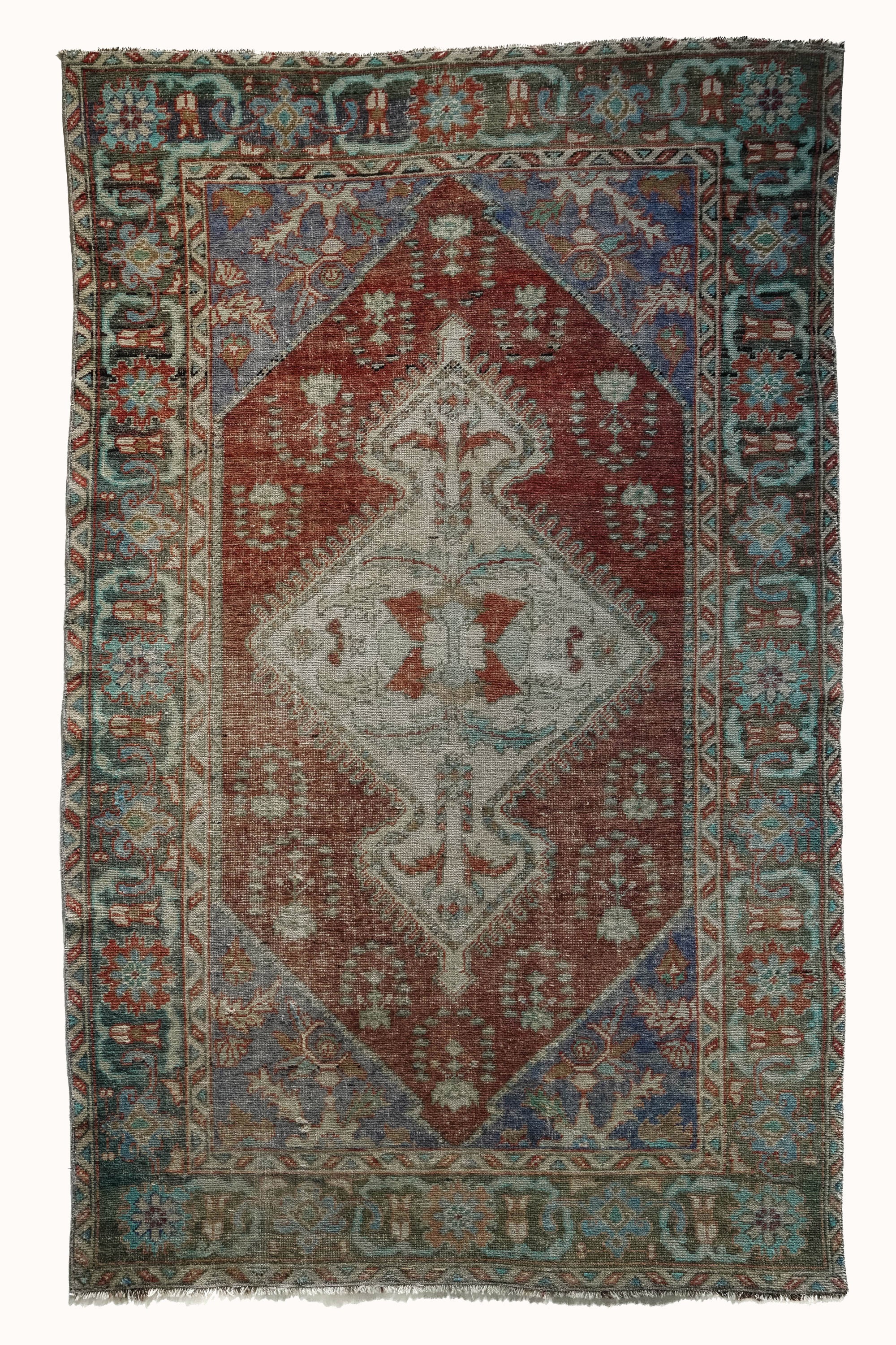 District Loom 1950s Vintage Turkish Anatolian Scatter Rug 5'3" x 8'3"