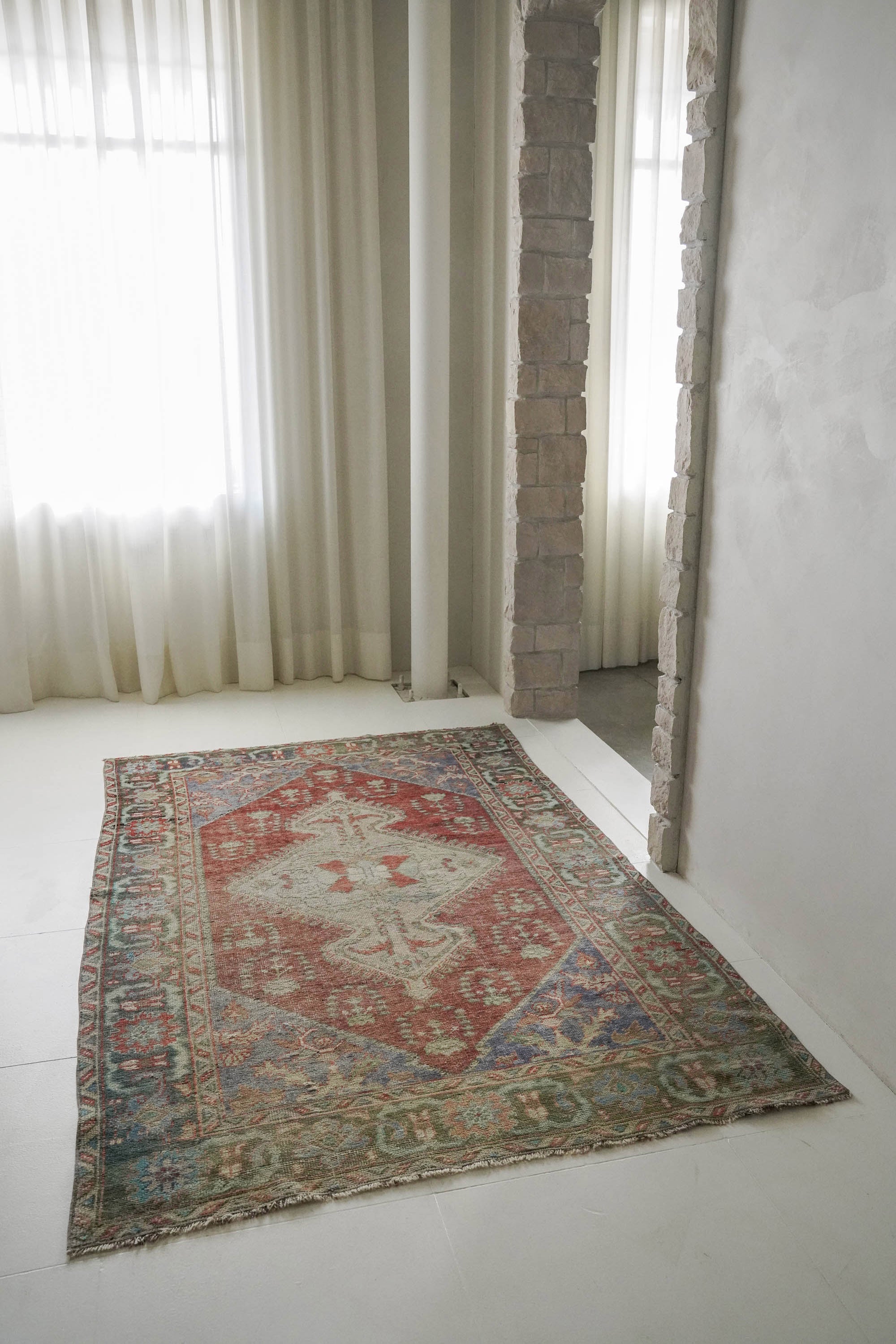District Loom 1950s Vintage Turkish Anatolian Scatter Rug 5'3" x 8'3"