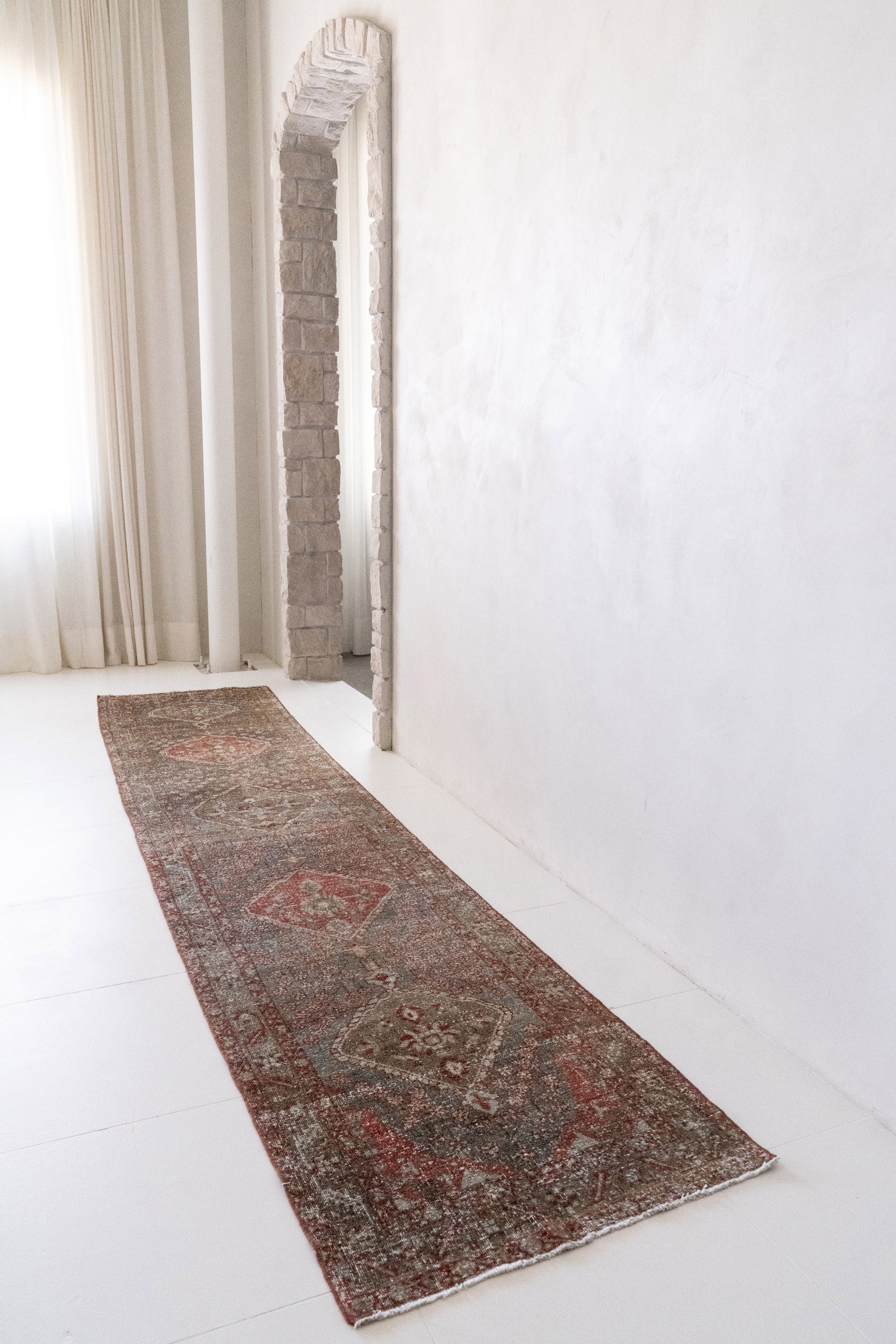 District Loom 1930s Vintage Persian Heriz Karaja Runner Rug 2'10" x 14'8"