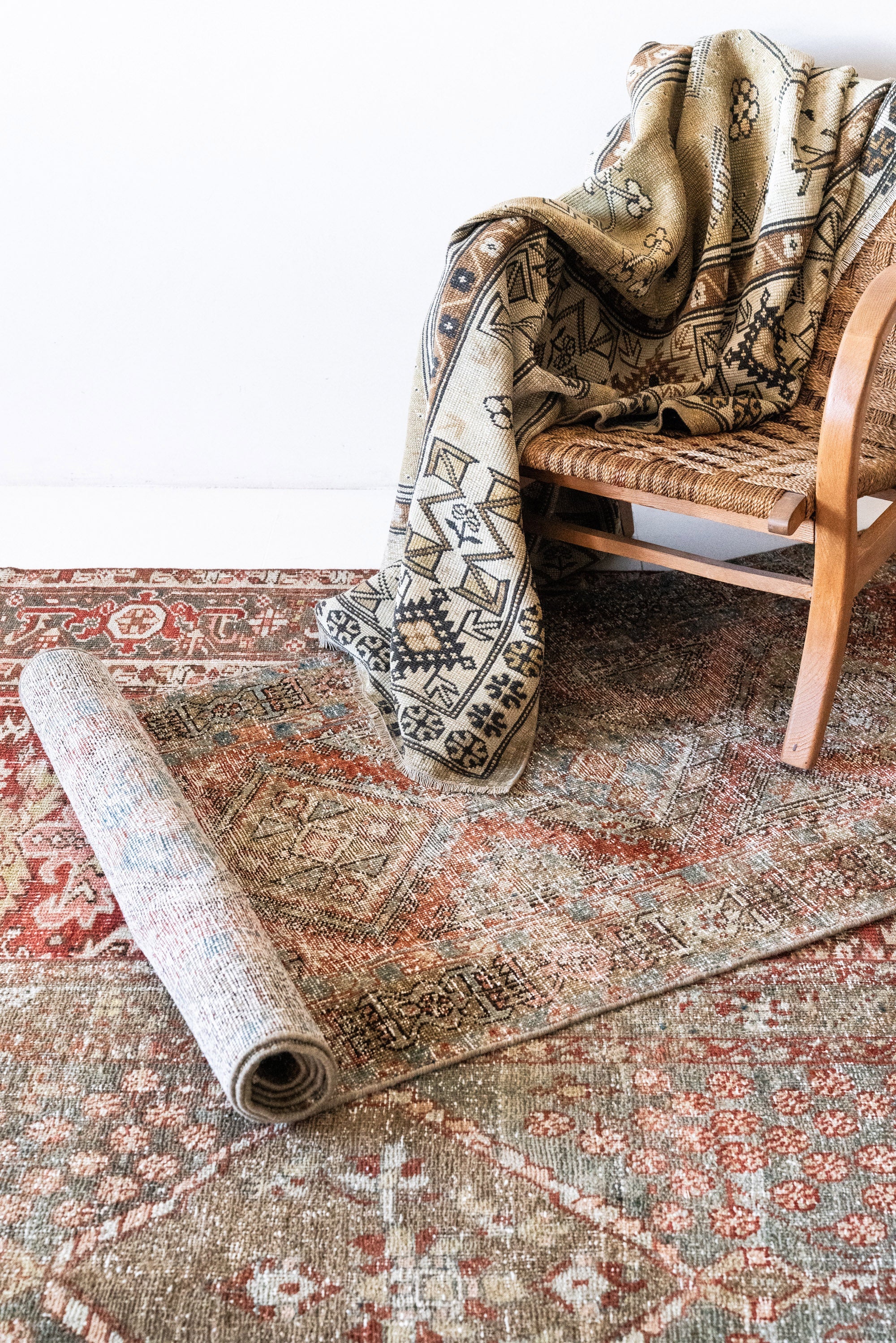 District Loom 1930s Vintage Persian Heriz Karaja Runner Rug 2'10" x 14'8"