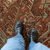 District Loom 1940s Vintage Persian Heriz Area Rug 6'4" x 9'3"